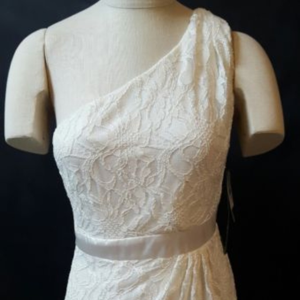 Simply Liliana One-Shoulder Ivory Lace Dress